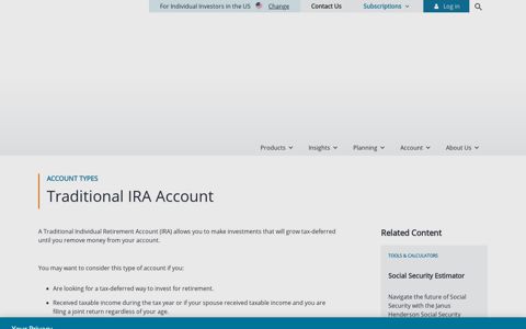 Traditional IRA Account - Janus Henderson Investors