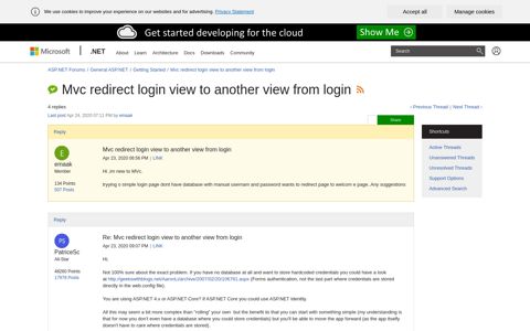 Mvc redirect login view to another view from login | The ASP ...