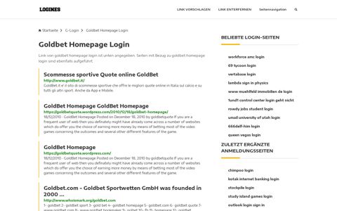 Goldbet Homepage Login | Allgemeine Informationen zur Anmeldung