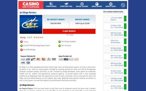 Jet Bingo * $30 FREE No Deposit Bonus Code (2020)