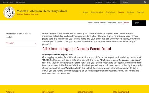 Genesis- Parent Portal Login / Overview