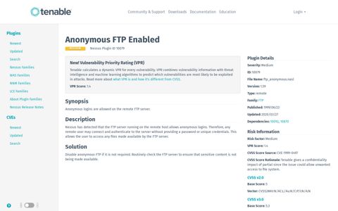 Anonymous FTP Enabled | Tenable®