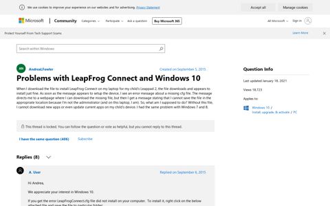 Problems with LeapFrog Connect and Windows 10 - Microsoft ...