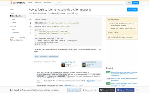 How to login to Iptorrents.com via python requests - Stack ...