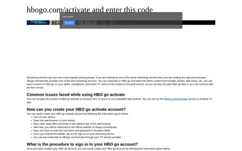 hbogo.com/activate and enter this code - Google Sites