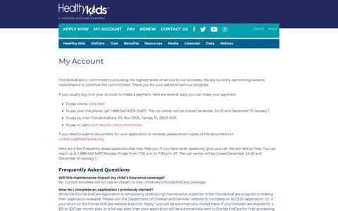 My Account Login | Florida KidCare - Florida Healthy Kids
