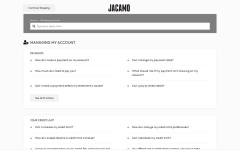 Managing my account – Jacamo