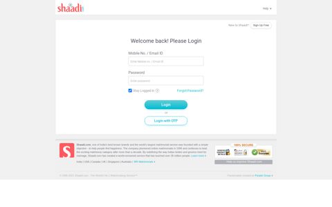 Shaadi.com Mobile Member Login - Find Life Partner ...