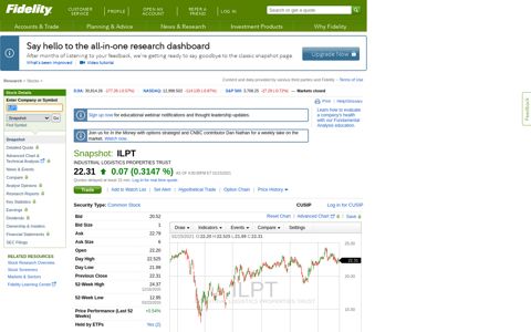 ILPT | Stock Snapshot - Fidelity