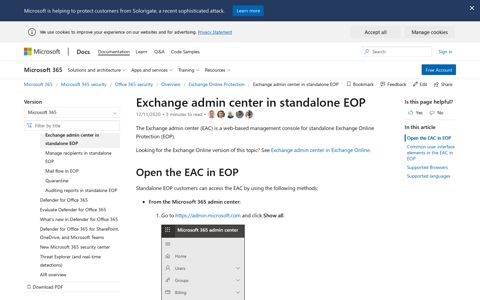 Exchange admin center in standalone EOP - Office 365 ...