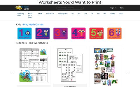 edHelper: Free Worksheets and Math Printables You'd ...