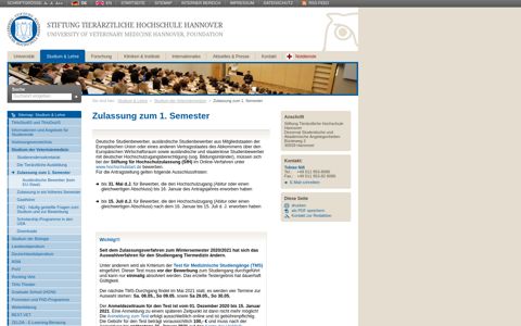 Zulassung zum 1. Semester - TiHo Hannover - Studium und ...
