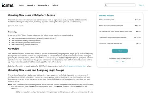 Creating New Users with System Access