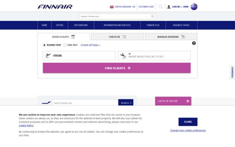 Book flights and manage your bookings | Finnair