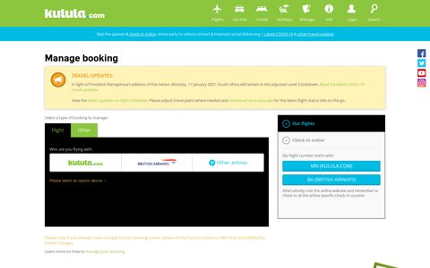Vitality manage booking - kulula.com