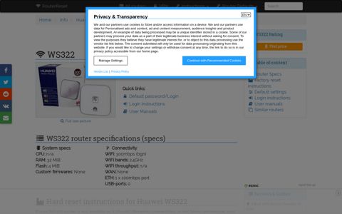 Huawei WS322 Default Password & Login, and Reset ...