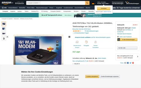 AVM FRITZ!Box 7312 WLAN-Modem 300MBit: Amazon.de ...
