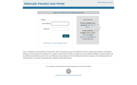 Molecular Foundry User Portal