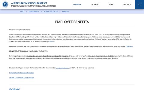 employee benefits - Alpine Union School District