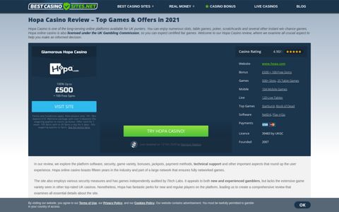 Hopa Casino Review 2020 - Table Games & High RTP Slots