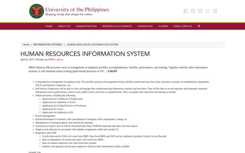 HUMAN RESOURCES INFORMATION SYSTEM – University ...