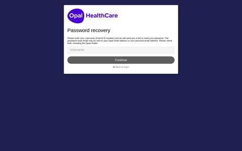 Forgot password - Opal Aged Care