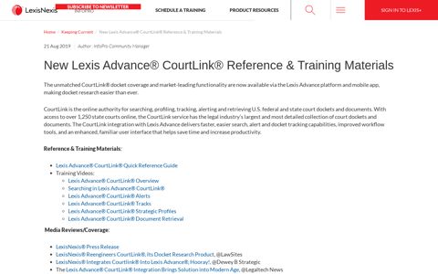 New Lexis Advance® CourtLink® Reference ... - Infopro