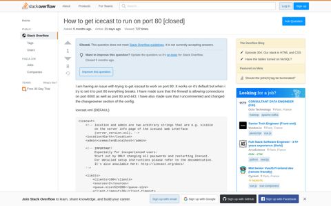 How to get icecast to run on port 80 - Stack Overflow