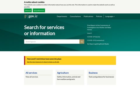 gov.ie - Search for services or information