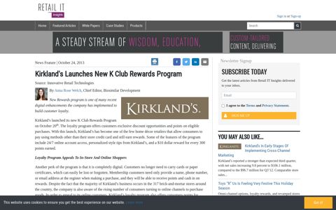 Kirkland's Launches New K Club Rewards Program