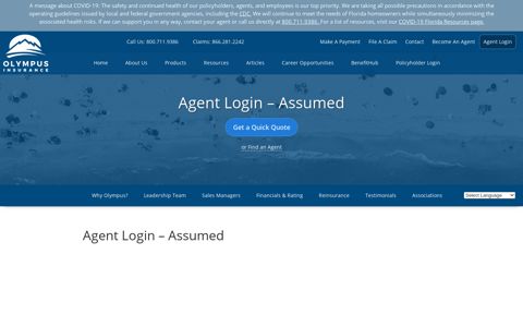 Agent Login - Assumed - Olympus Insurance