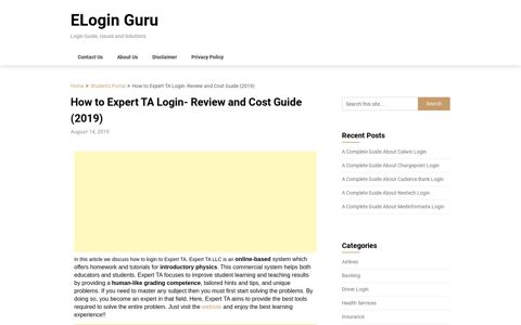 How to Expert TA Login- Review and Cost Guide (2019 ...