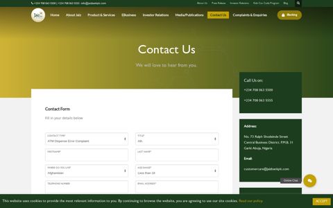 Contact - Jaiz Bank Plc