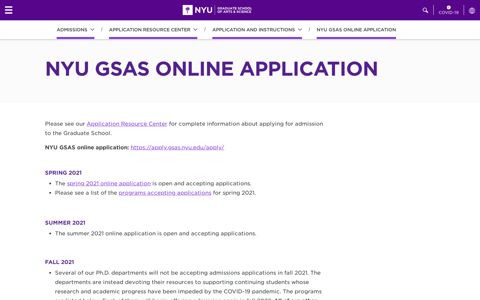 NYU GSAS Online Application