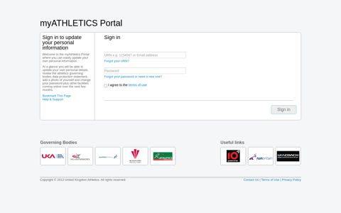 Sign In | UK Athletics - myATHLETICS portals
