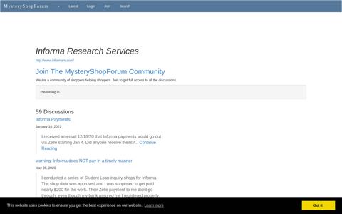 Informa Research Services - Mystery Shopping Forum