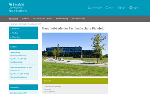 Hauptgebäude der Fachhochschule Bielefeld | FH Bielefeld