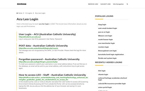 Acu Leo Login ❤️ One Click Access - iLoveLogin