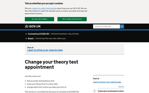 Change your theory test appointment - GOV.UK