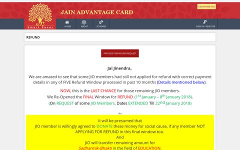Refund - JIO - Jain International Organisations