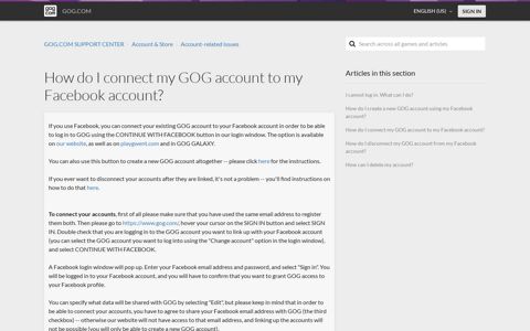 How do I connect my GOG account to my Facebook account ...