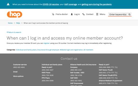 When can I log in and access the member portal at haporg ...
