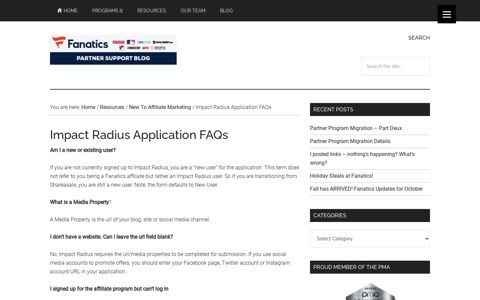 Impact Radius Application FAQs - Fanatics Affiliate Support Blog