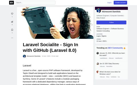 Laravel Socialite - Sign In with GitHub (Laravel 8.0) - DEV
