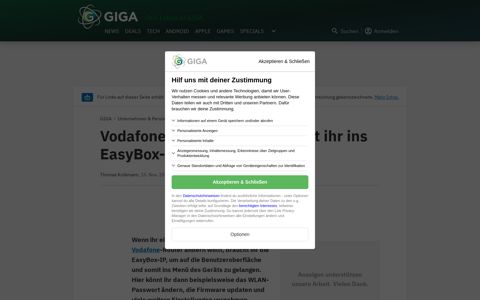 Vodafone-Router-IP: So kommt ihr ins EasyBox-Menü - Giga
