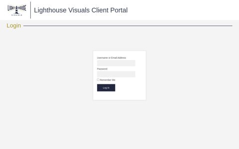 Lighthouse Visuals Client Portal: Login