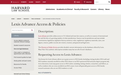 Lexis Advance Access & Policies | Harvard Law School