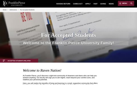 For Accepted Students | Franklin Pierce University