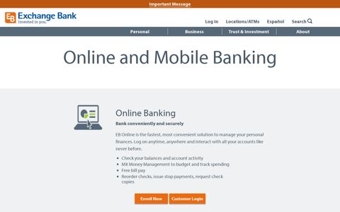 Online and Mobile Banking – Exchange Bank