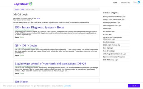 Ids Q8 Login IDS - Instant Diagnostic Systems - Home - http ...